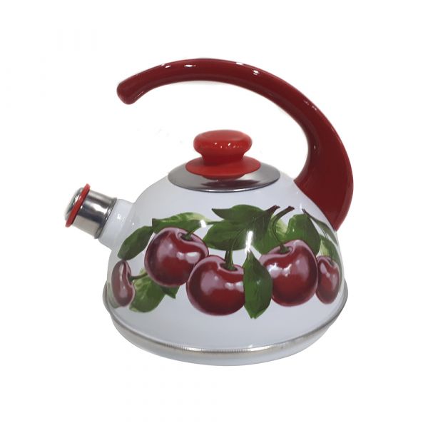 Kettle 2.5 l. (cons. pen) white cherry orchard (stainless steel decor on red) ?04/25/03/28/?13